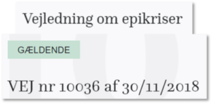 Skærmdump af teksten: Vejledning om epikriser gældende, VEJ nr. 10036 af 30/11/2018