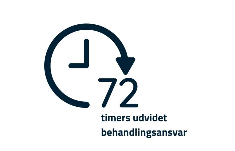 Illustration af ur og teksten 72 timers udvidet behandlingsansvar