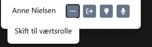 Her kan man trykke på Skift til værtsrolle for en deltager 