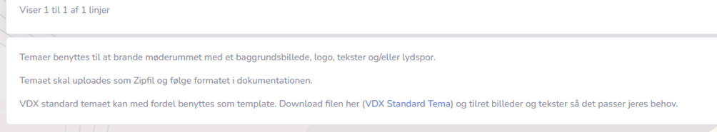 Man kan trykke på det blå link under organisationens liste af møderumstemaer.